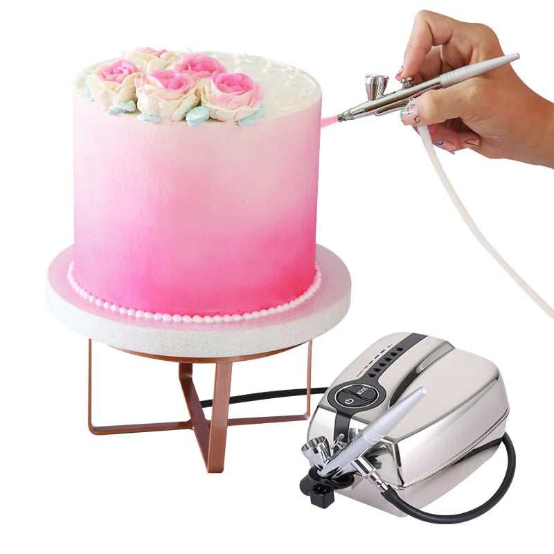 Cake Decorating Home Kitchen Tattoo Gravity Feed Airbrush Mini Pump Kit with 0.2mm-0.5mm Nozzle and 2CC Cup Capacity