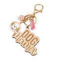 Custom Lovely Metal Soft Enamel Dear Pet Dog Mom Keychain with Tag and Tassel