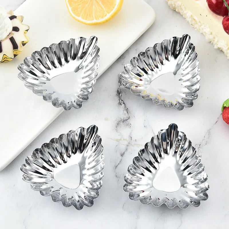 Silver Stainless Steel Egg Tart Baking Molds Kitchen Cooking Molds Cupcake Small Muffin Cake Pudding Mould Baking Tool