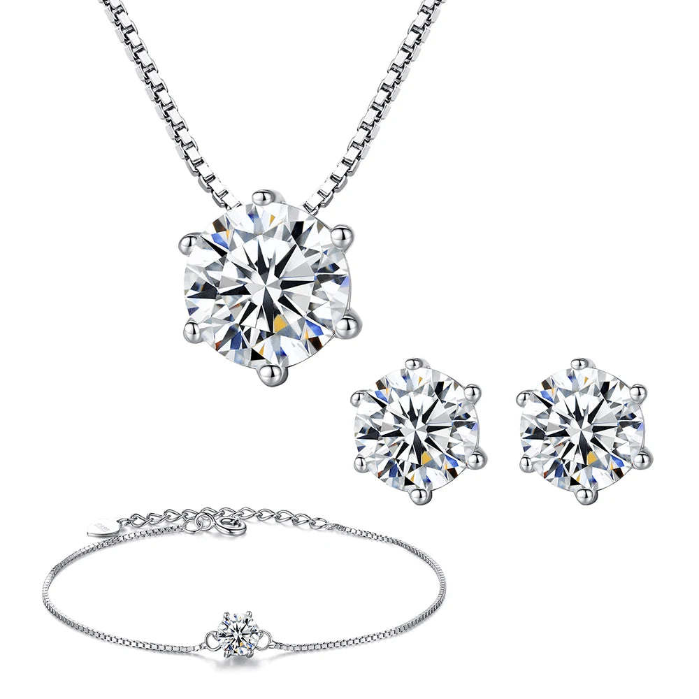 Daidan Six Claw Women Necklace Jewelry Classic Single Diamond Box Chain Zircon 925 Sterling Silver Necklace