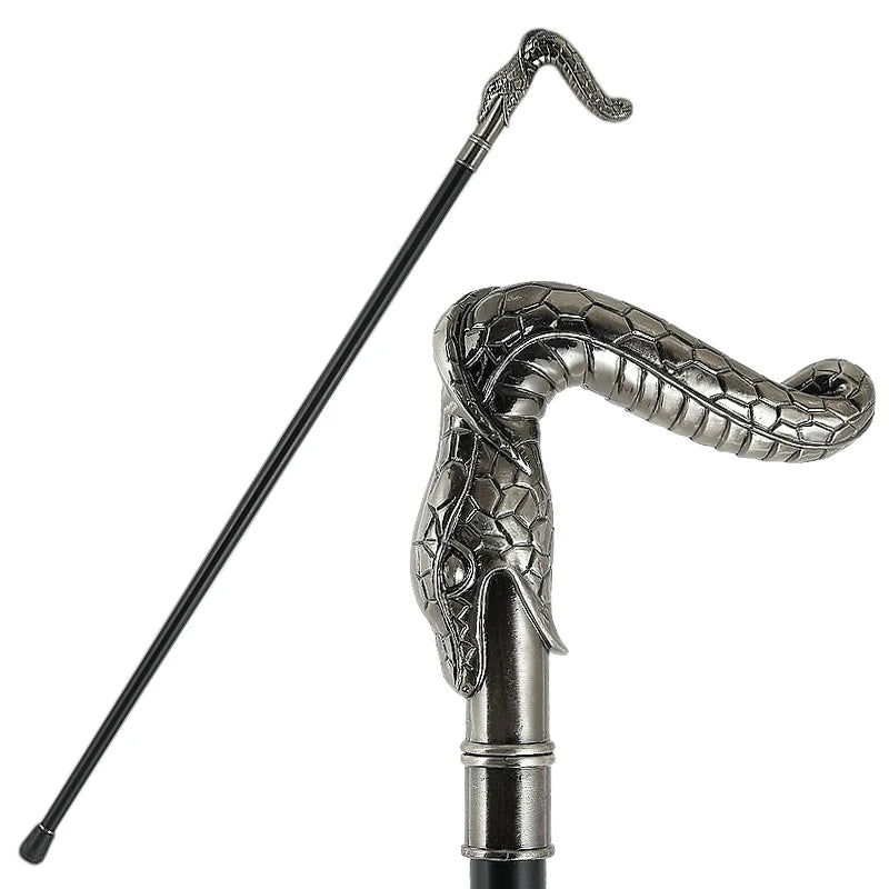 Luxury Alloy Snake Head Handle Walking Stick King's Rod Carved Animal Walking Cane