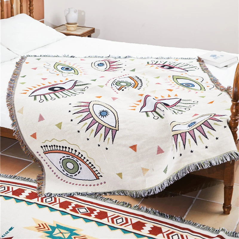 Newest Reasonable Gold Throw Blanket With Pillow Case Woven Cotton Blanket