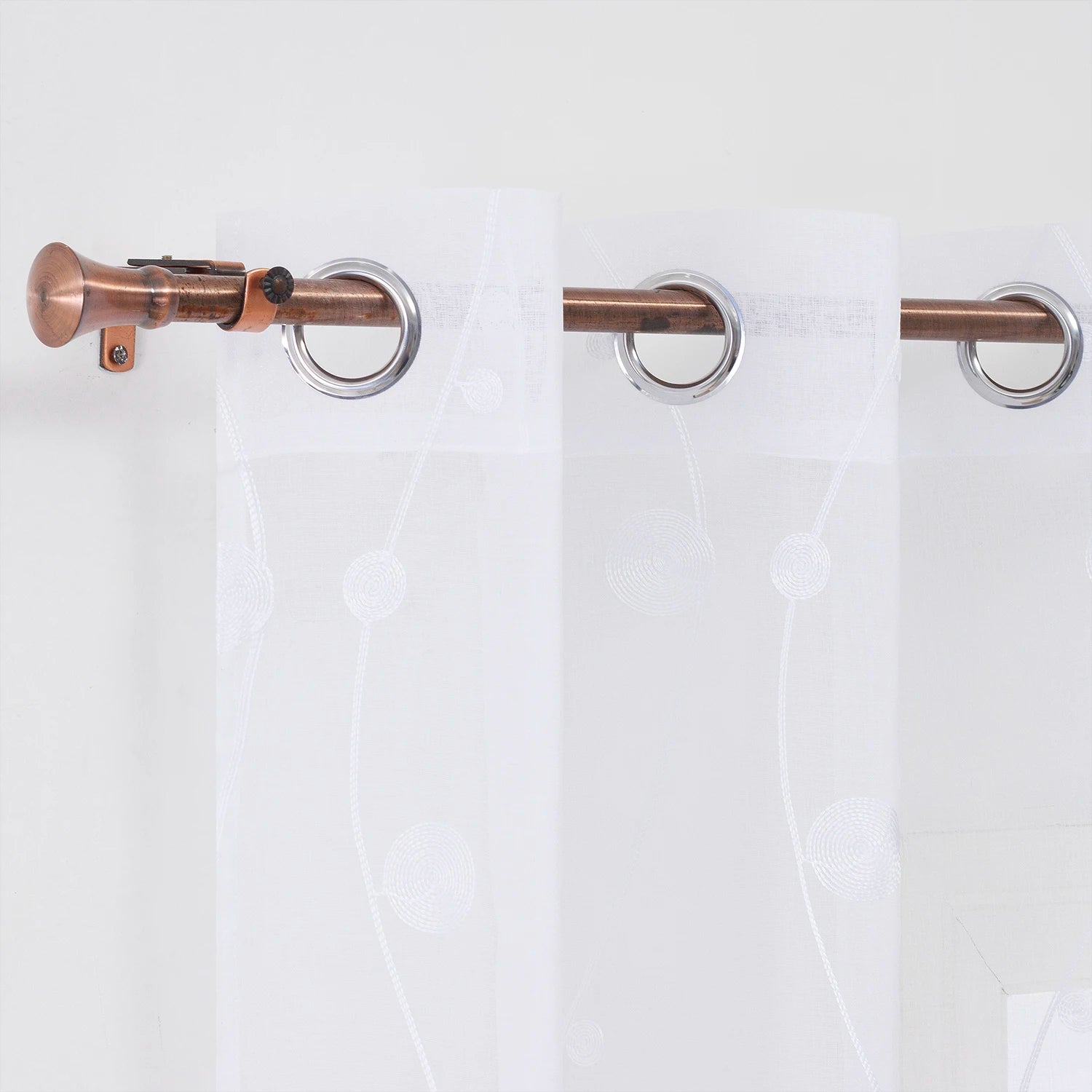 Wholesale White Sheer Embroidered Curtains Geometric Pattern Living Room Decor Tulle Drapes with Embroidery