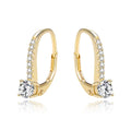 925 Sterling Silver Huggie Earring with AAA Cubic Zirconia Rhodium Plating and Gold Finish Simple Fashion France Lock Design