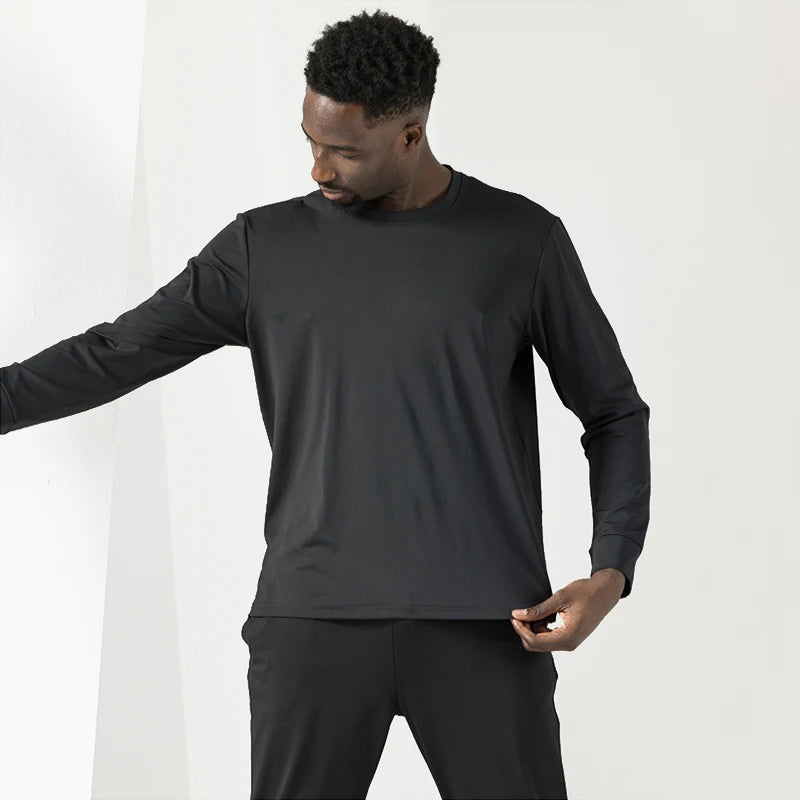 Custom Brand Men's Casual Breathable Cool Plain Full Sleeves Polyester Stretchy Sports T-shirts for Men