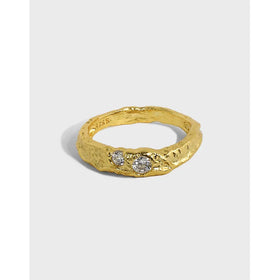 S925 Sterling Silver Open Ring Ins Niche Design Tin Foil Texture Micro-inlaid Zircon Accessories Finger Jewelry Gifts