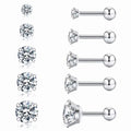 Cubic Zirconia Hypoallergenic Stud Earrings for Men Women Girls Declaration Cartilage Steel Spiral Earrings 5 Pairs