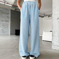Enyami Wholesale Loose Casual Comfortable Ladies Trousers Boutique Street Style Striped High-Waisted Elastic Straight Leg Pants