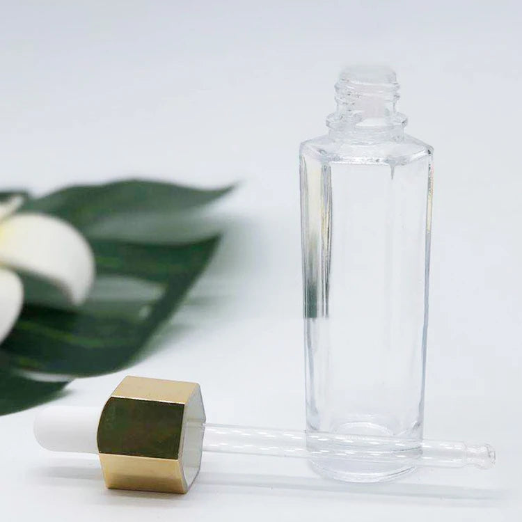 Hot Sale Customization logo 30ml Luxury Serum clear Essential Oil Glass Dropper Bottle