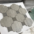 Textured Dark Grey Marble Waterjet Mosaic Tile Lantern Shape Mosaic Tile