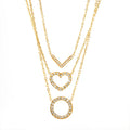 V Shape Disc Heart Necklaces Heart Zircon Necklace Gold Stainless Steel Choker Cubic Zirconia Pendant Necklace