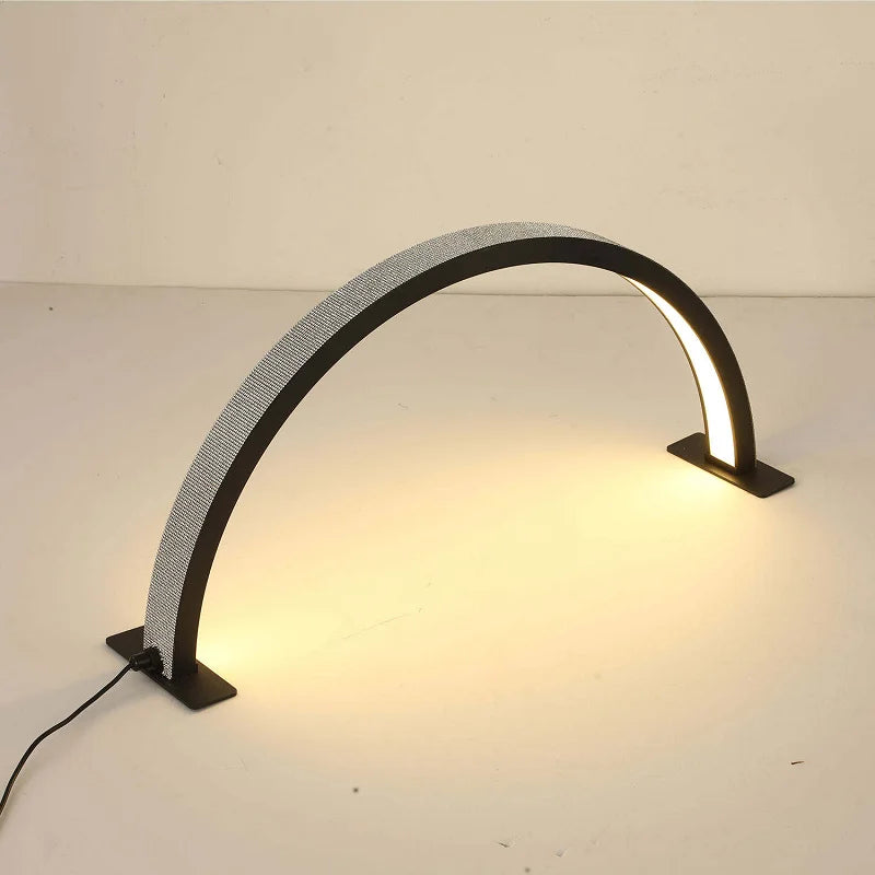 Hot Nail Salon Style Half Moon Led Table Lamp Black with Crystal Nail Table Lamp Large Space Rhinestone Desktop Nail Lamp