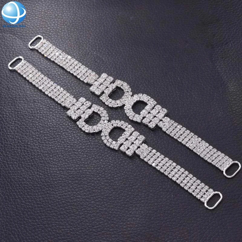 Rustproof Crystal Swimwear Buckle Accessories Silver Plated Metal Alloy Rhinestone Bikini Connector for Women Swimsuits Decor