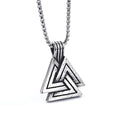 Custom Handmade Nordic Jewelry Vintage Stainless Steel Triangle Viking Valknut Symbol Pewter Pendant Necklace