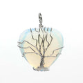 Heart Shape Crystal Necklace Family Tree Pendant Wrap Jewelry Energy Healing Teardrop Pendant for Women