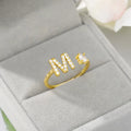 Lateefah Copper Material Women Initials Letter Set Open Initial Rings