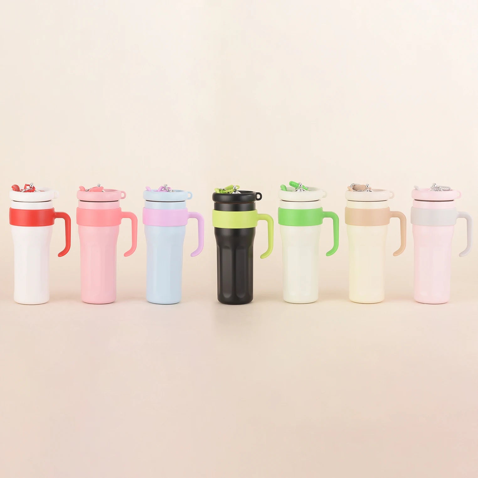 Big Novelty Design Vacuum Thermos Cup 316 Stainless Steel Hot Cold Insulation Water Bottle with Handle Straw