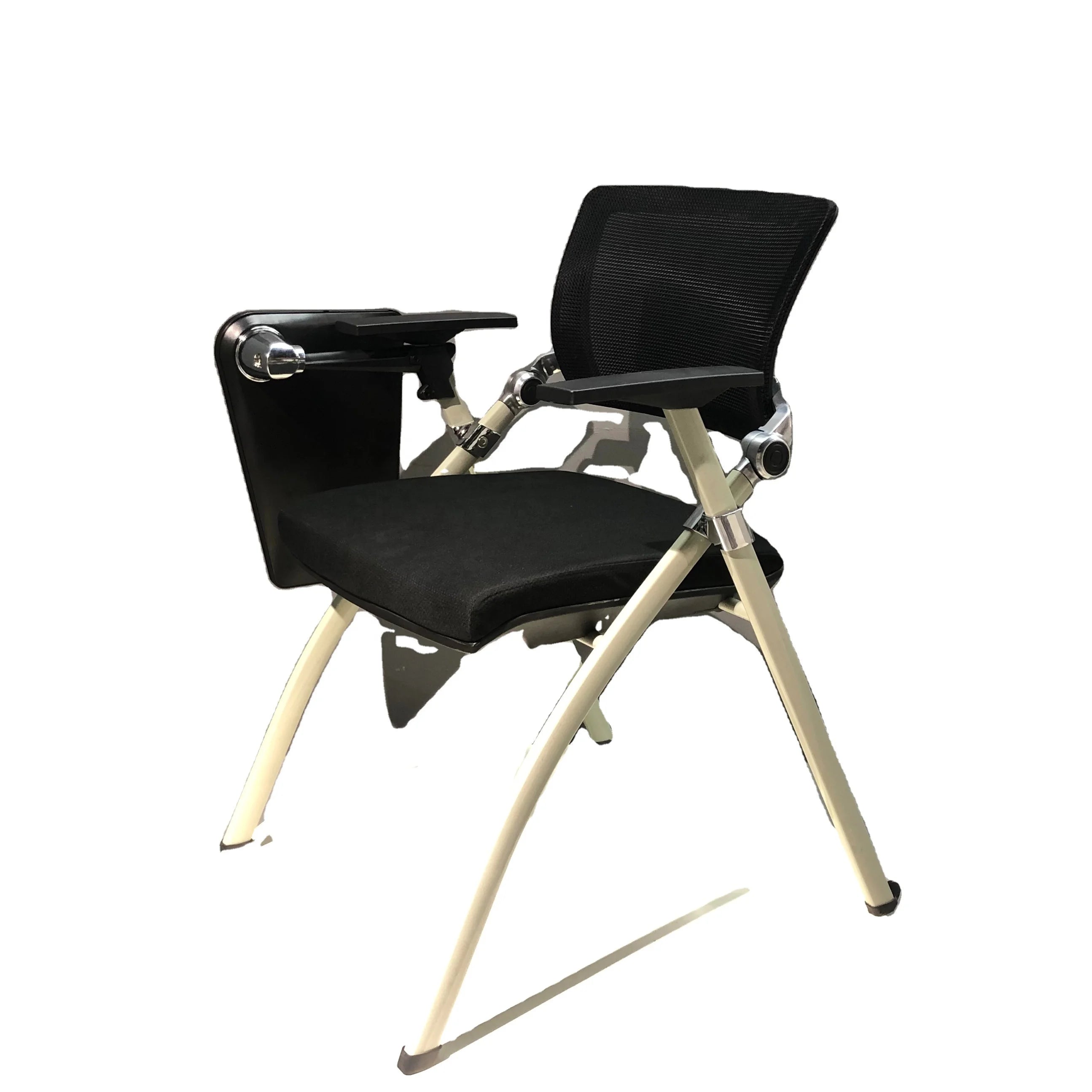 Seminar Room Flip up Seat Foldable Plastic Training Office Chair Tablet Chair with Wheel