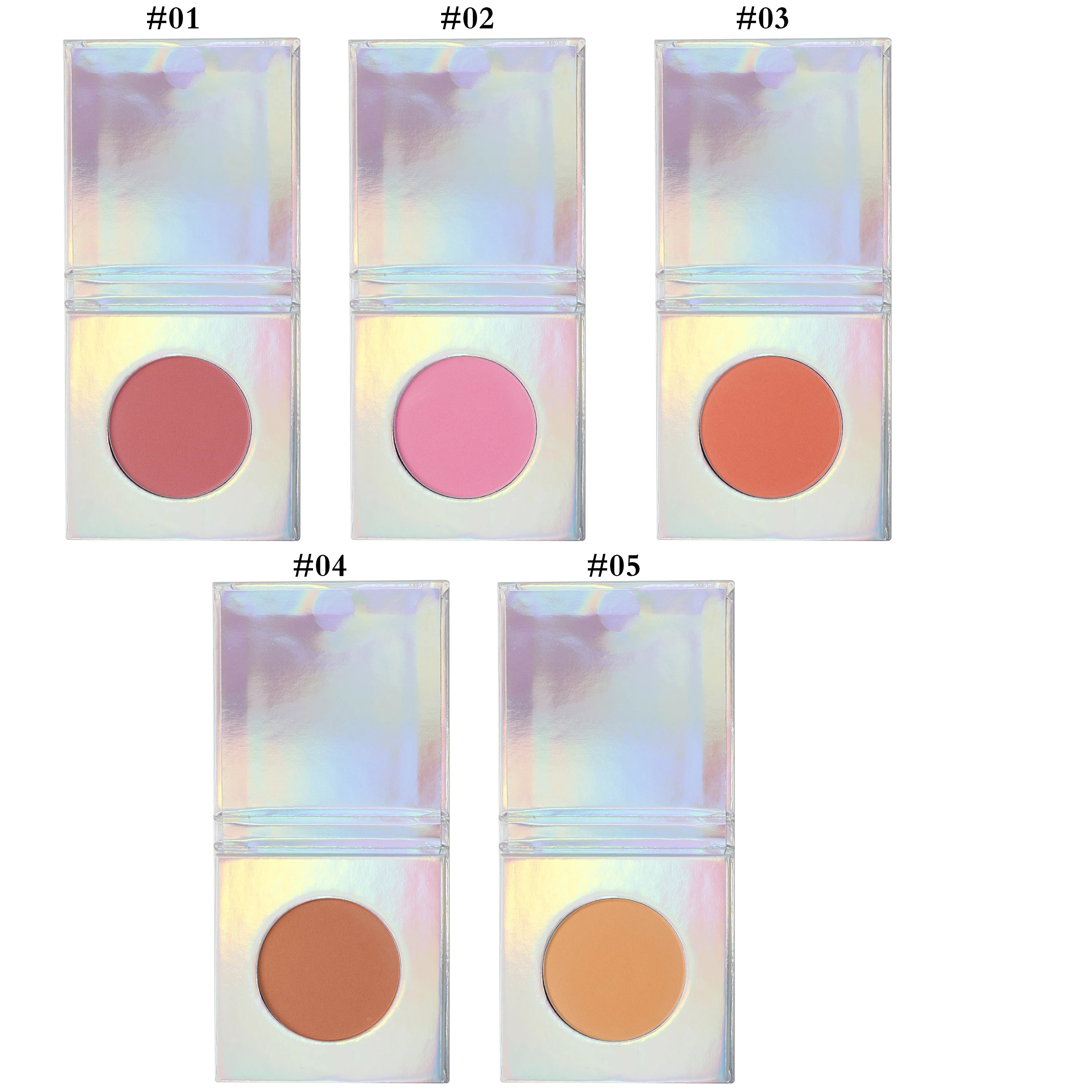 OEM Holographic Face Blush Palette Vegan Single Blusher Private Label 5 Colors Custom Logo Makeup Blush Palette