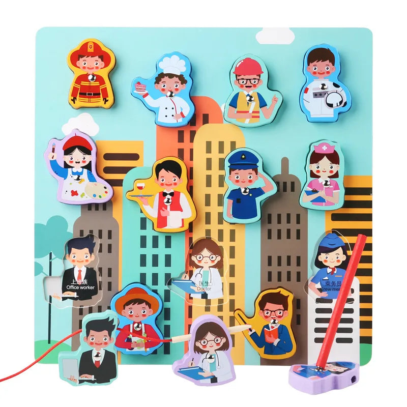New Arrival 2022 Wooden 3D Jigsaw Puzzle Toy Threading Drawing Board Wooden Educational Block Toys for Kids
