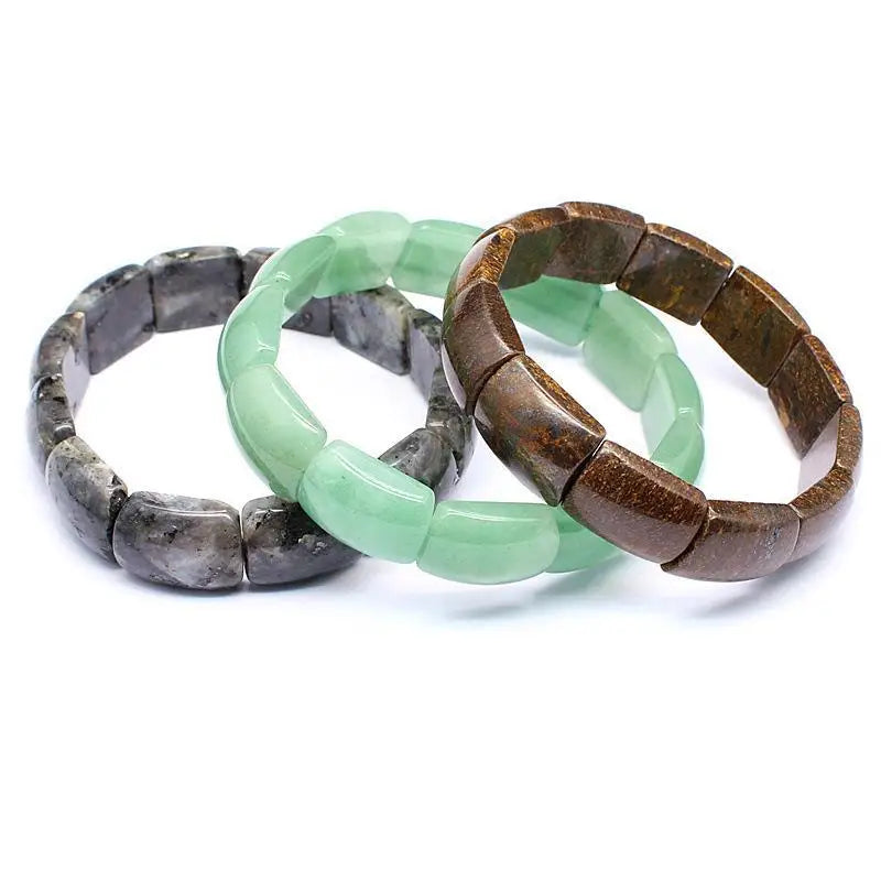 19*13MM Square Natural Stone Colorful Tiger Eyes Beads Energy Bangles Men Woman Stretch Strand Bracelets Jewelry for Summer Gift