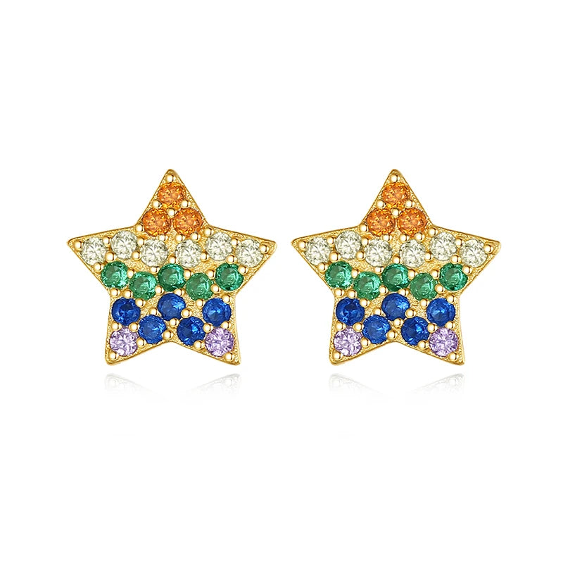 CZCITY Rainbow Color Small Cubic Zirconia Fashion Star Trend Earrings 2026 Women Cute Earring Charms Silver 925