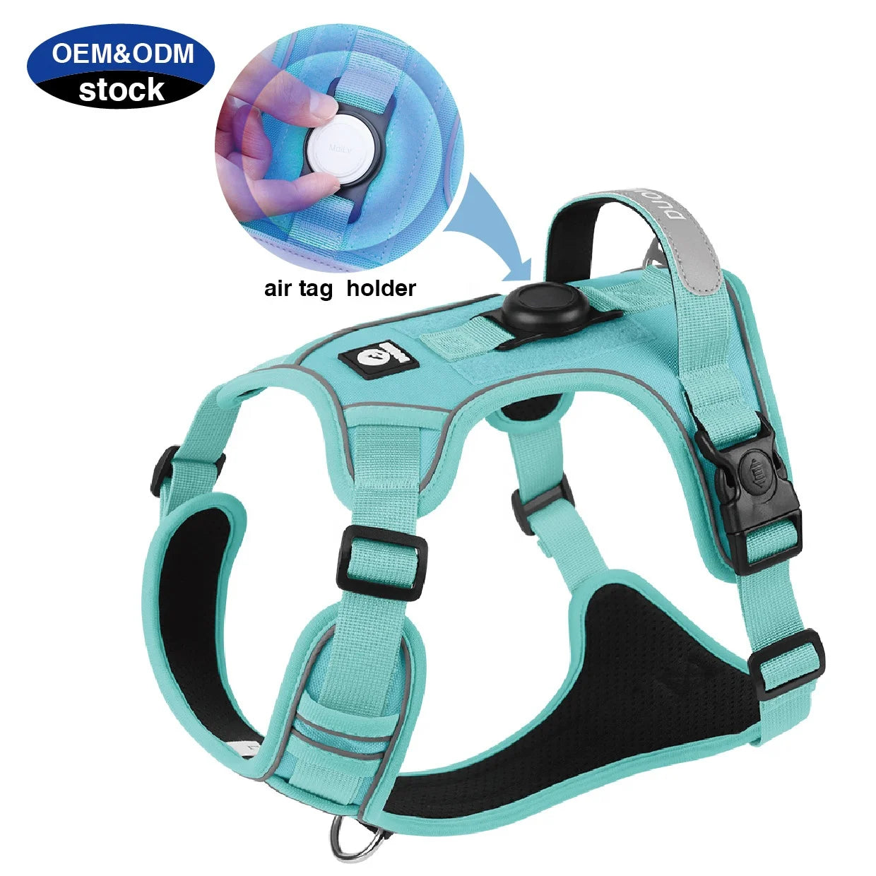 Manufacturer Medium Large Dog Vest Harness Breathable Nylon 1680D Oxford Cloth Reflective Handle Dog Harness with Air Tag Holder