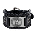 DPANCO P01938 Viking Totem Lucky Tree Leather Cuff Bracelet Vintage Men's Punk Jewelry Woven Wide Zinc Alloy Antique Silver