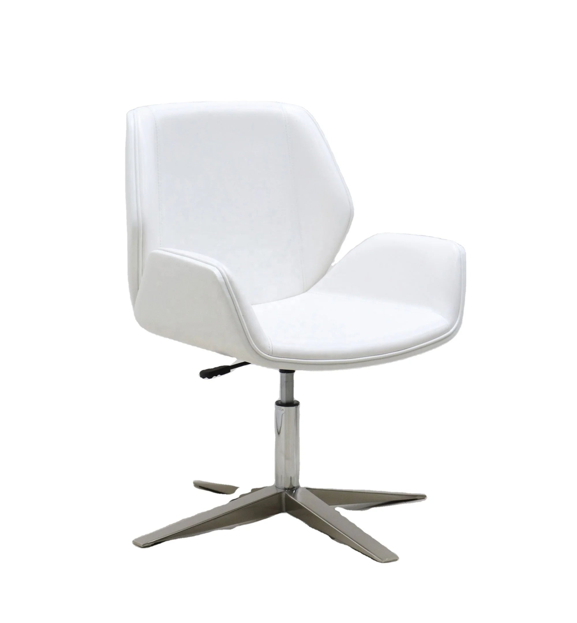 Elegant Grey Lift Chair PU Leather Adjustable Height Ergonomic Modern Fixed Swivel Office Chair