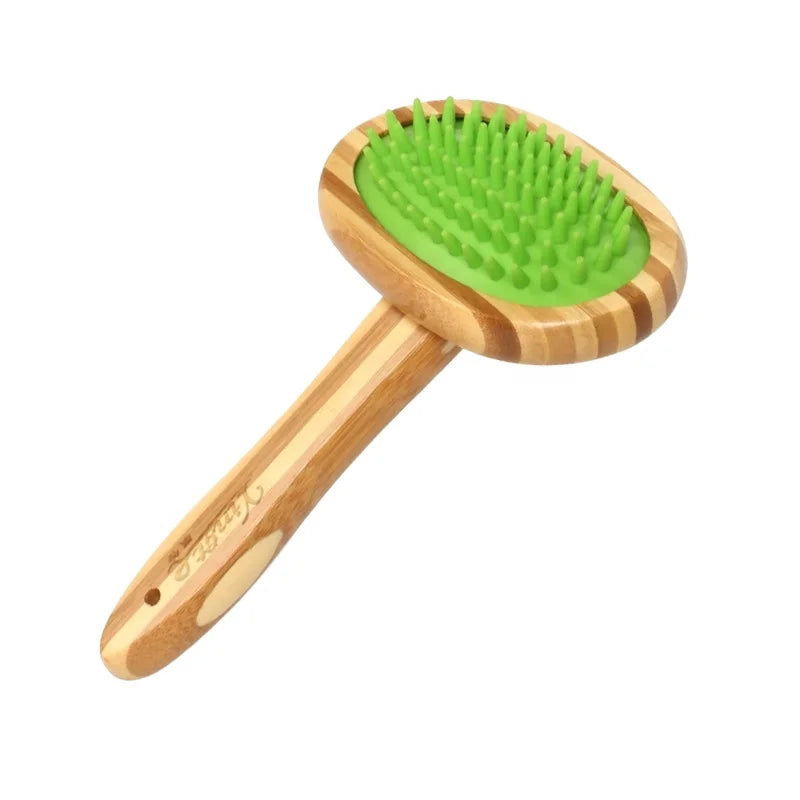 Factory Wholesale Custom Logo Bamboo Wooden Pet Massage Brush Cat Dog Grooming Brush