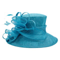 Fashion Women woman Blue Wide Brim Kentucky Derby Sinamay Party Fascinators Wedding banquet Hats Church Hat Elegant Fancy Derby