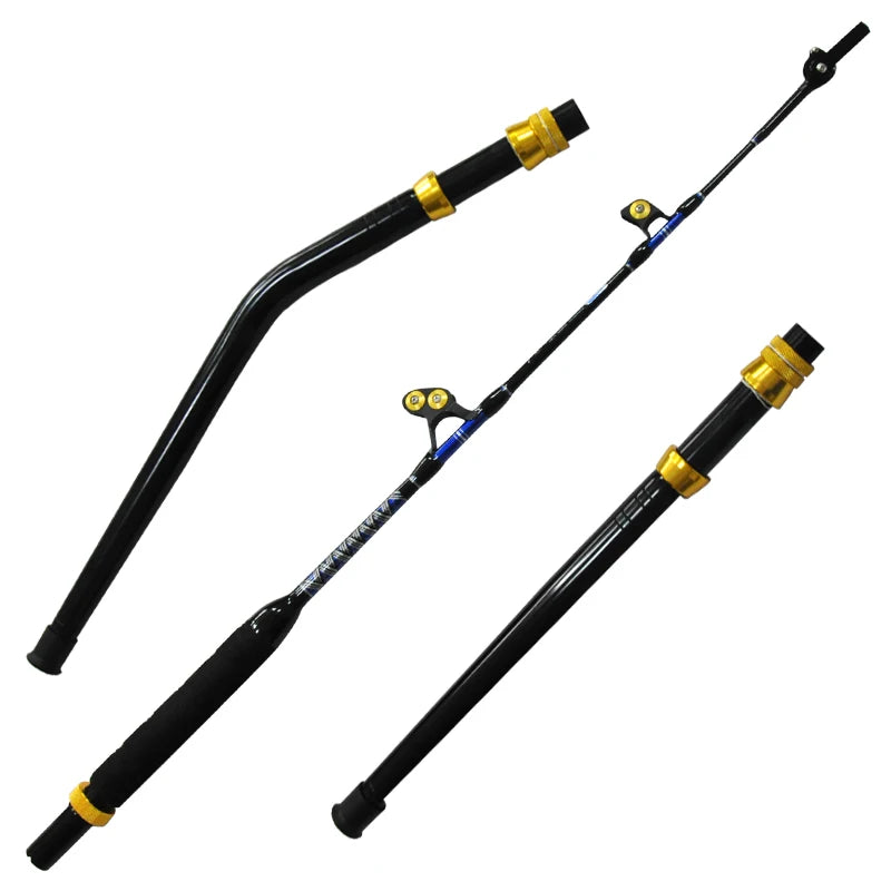 Bluespear Fibereglass 5ft  130lb Heavy Boat Trolling Fishing Rod  Alu Straight Bent Butt Deep Sea Saltwater Big Game Rod