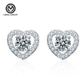 XEZ005  Luxury S925 Sterling Sliver Custom Fine Jewelry VVS1 0.5Ct Diamond Moissanite Love Heart Stud Earrings for Women Kids