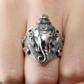 Personalized Fashion Trend Retro Thai Silver Wide Face Three-dimensional Animal Ring Elephant Trunk Ring Elephant Ring
