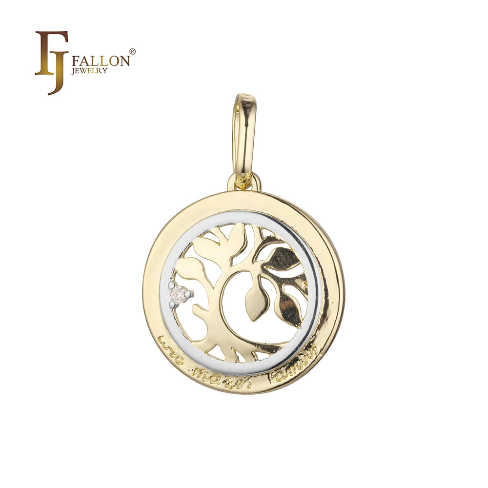 FJ Fallon Fashion Jewelry Pendant Plated in 14K Gold Two Tone Brass Based