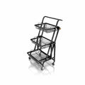 Trolley Organizer with Utility Handle Oblique 3-Tier Storage Rolling Cart Metal Push Cart