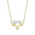 A Deer with You Projection Clavicle Stainless Steel Link Chain Necklace Rose Gold Platinum Female Customized Photo Projection