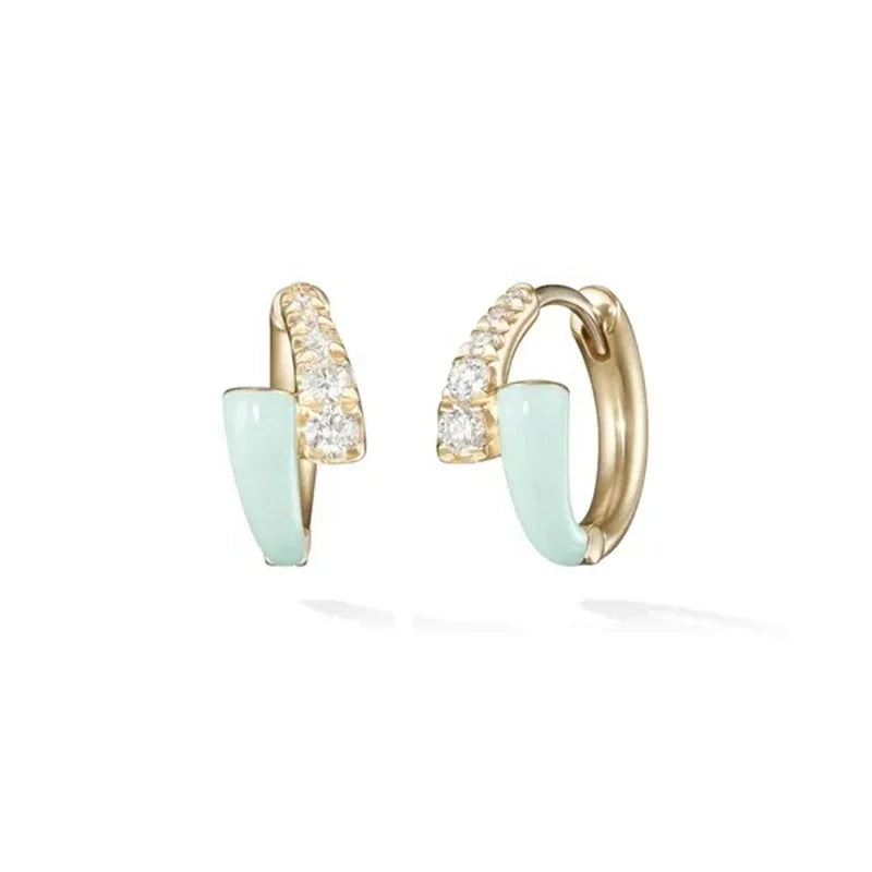 LOZRUNVE 925 Silver Jewelry Custom Colorful Trending Enamel Huggie Hoop Earring Wholesale