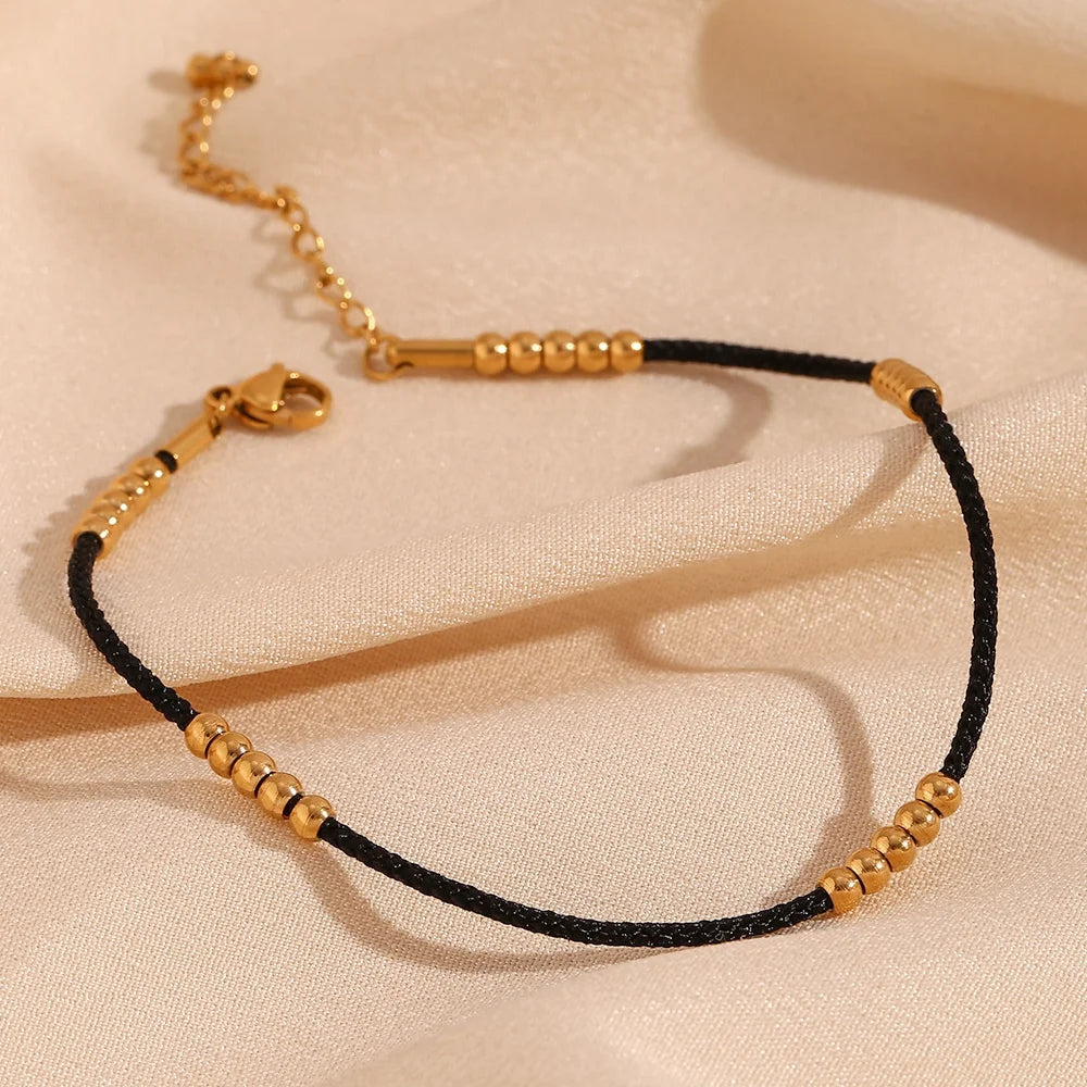 Non Tarnish Anklet 18k Gold Plated Hypoallergenic Gold Plated Bead Chain Stainless Steel Anklets