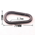 8cm Black Electrophoresis Egg Shape Iron Metal Snap Hook Carabiner Keychain