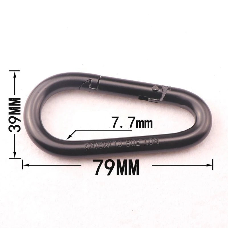 8cm Black Electrophoresis Egg Shape Iron Metal Snap Hook Carabiner Keychain
