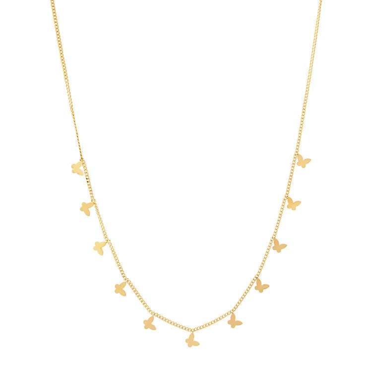 Ladies Collar Butterfly Design Stainless Steel Pendant Necklace Collana Gold Plated Flower Clavicle Chain Pendant Necklace