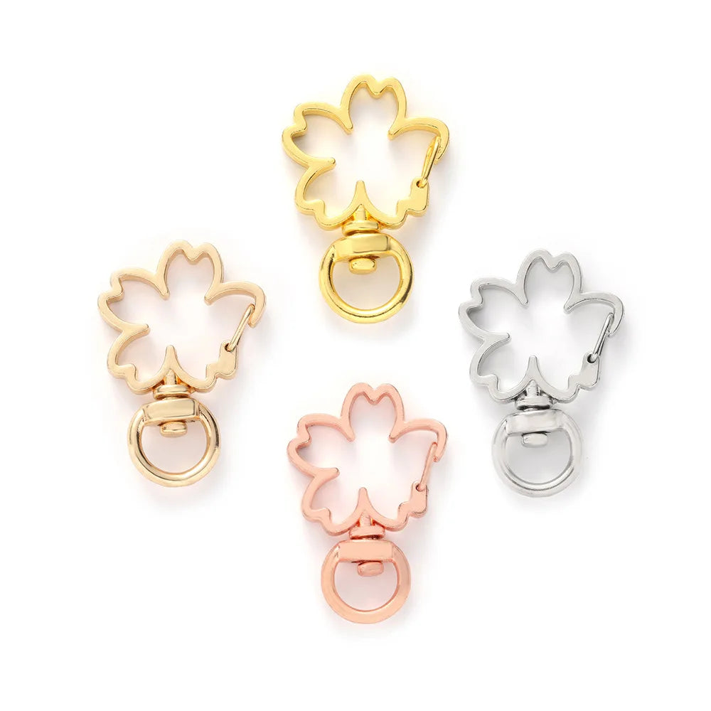 Deepeel BF020 Handbag Hardware Accessories Rose Gold Swivel Clasp Keyring Buckles Decoration Flower Ring Snap Hook
