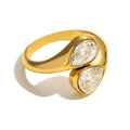 MICCI New Arrival Non Tarnish Jewelry 18k Gold Plated Stainless Steel Jewellery CZ Rings for Girls