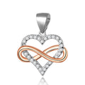925 Sterling Silver AAA Cubic Zirconia Rhodium Plated Women Couple love Fashion Pendant