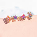 New Ins Cute Pink Star Sky Earrings Gold-plated Copper Vintage Planet Moon Stud Earring for Women Girls Fashion Jewelry Gift