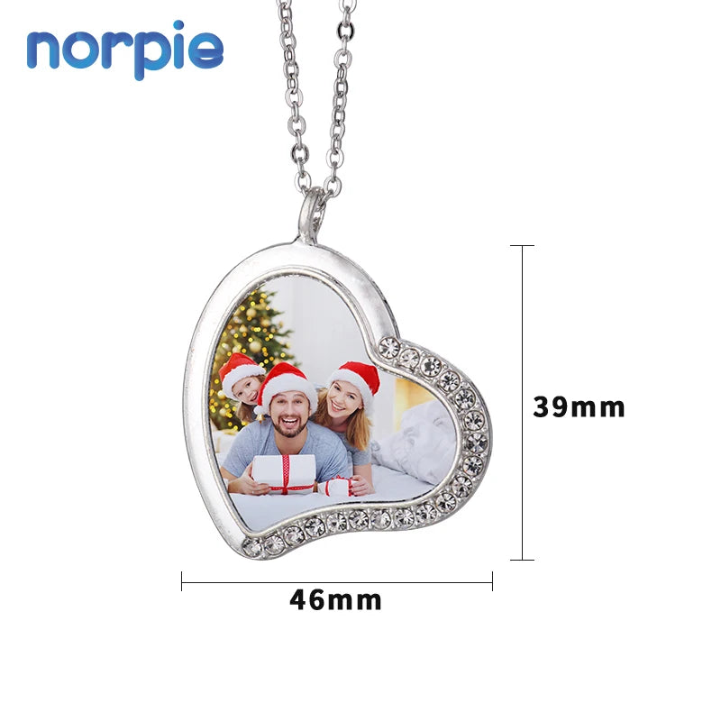 Sublimation Blank Rhinestones Heart Necklaces