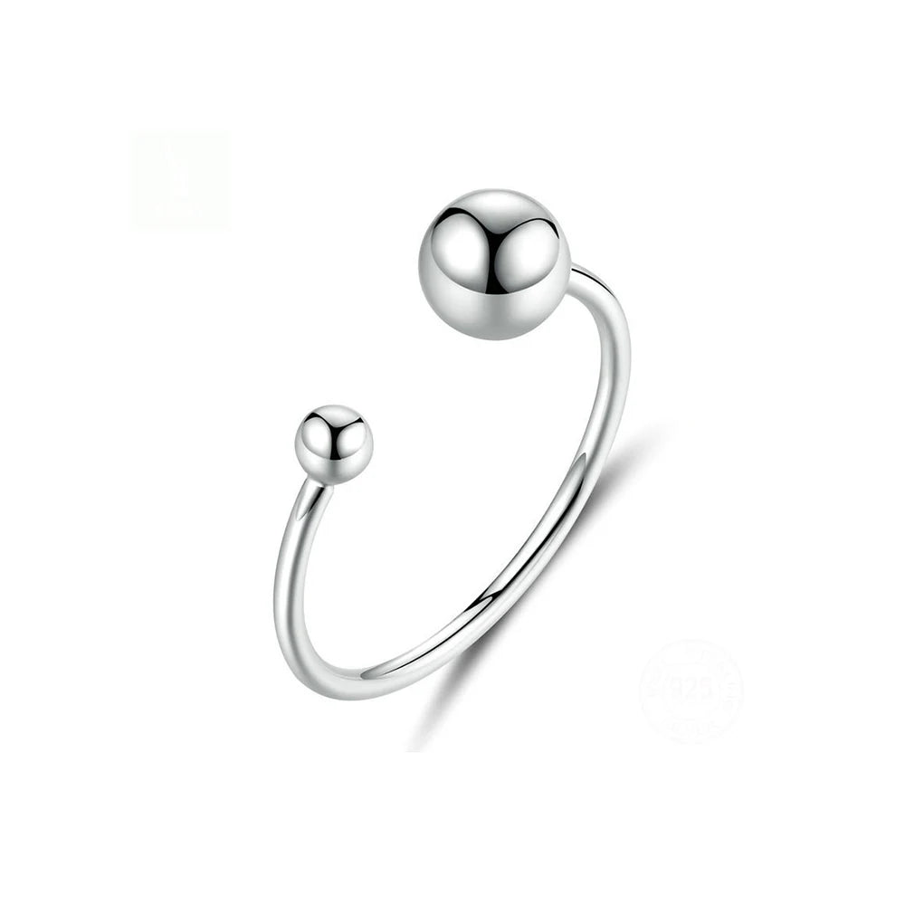 Double Ball Two Balls 925 Sterling Silver Ring Adjustable Handmade Jewelry Gift for Women