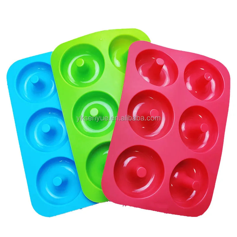 Food Grade 6 Holes Silicone Doughnuts Mold  Round Ring Shape   Donut Mold for Chocolate Cake Cheese Baking Pan