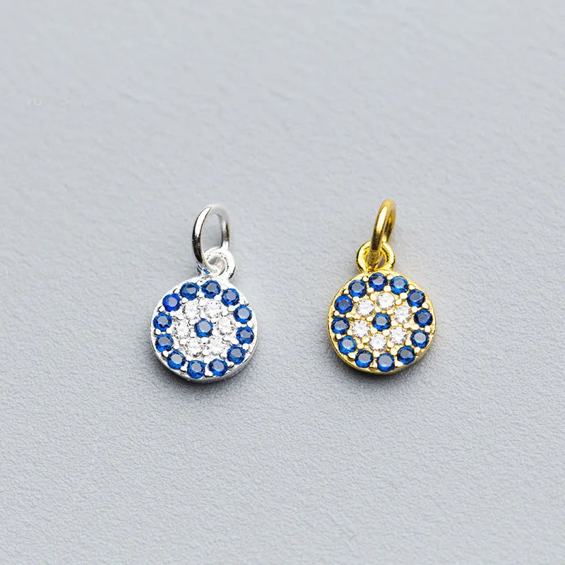 6mm S925 Sterling Silver Charm Round Zircon Pendant for DIY Women Necklace Bracelet Earrings Permanent Jewelry Making